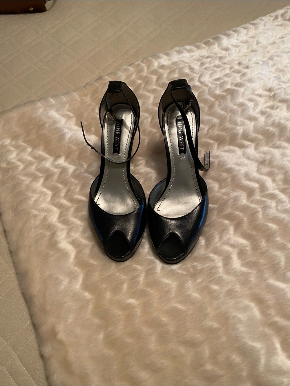 Nine West Black Peep-Toe Ankle-Strap Pumps